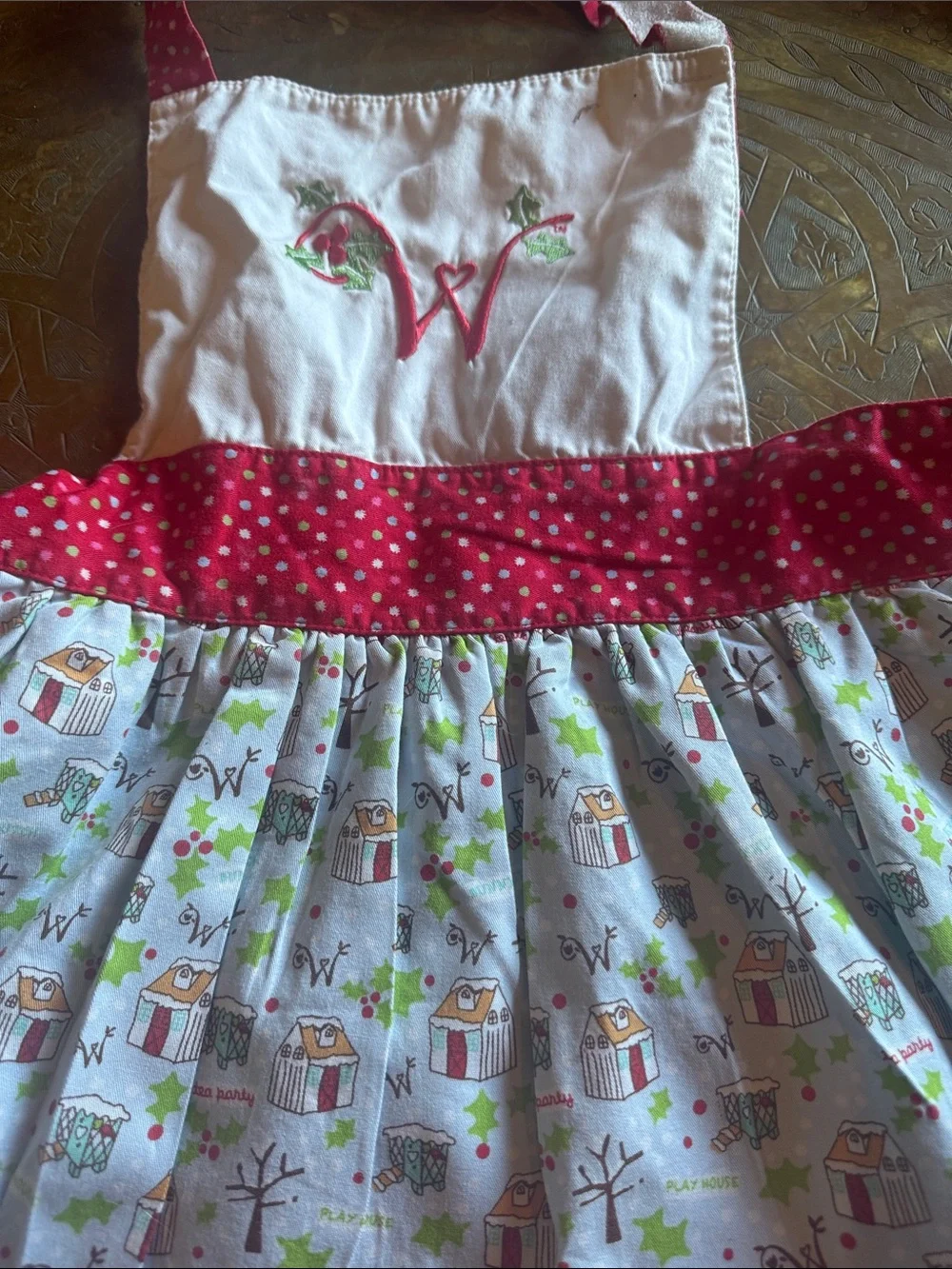 American Girl White and Pink Bib-Style Dress with Woodland Print